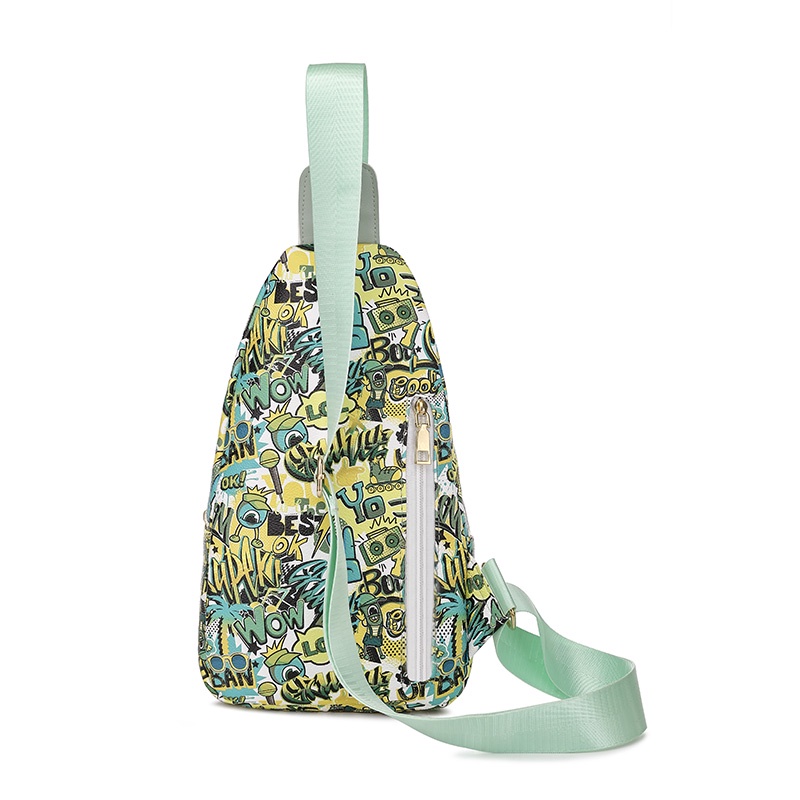 Túi đeo chéo vai bằng da mềm in họa tiết graffiti phong cách harajuku đơn giản đa năng dành cho nữ
