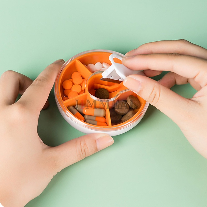 Hộp Đựng Thuốc Mini 4 Ngăn Có Dao Chia Nhỏ Thuốc Chống Ẩm Tiện Dụng Khi Đi Làm, Đi Học, Du Lịch