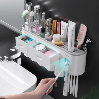 Kệ treo bàn chải đánh răng OENON nhả kem đánh răng tự động để đồ nhà tắm dán tường ROBIA - 0011