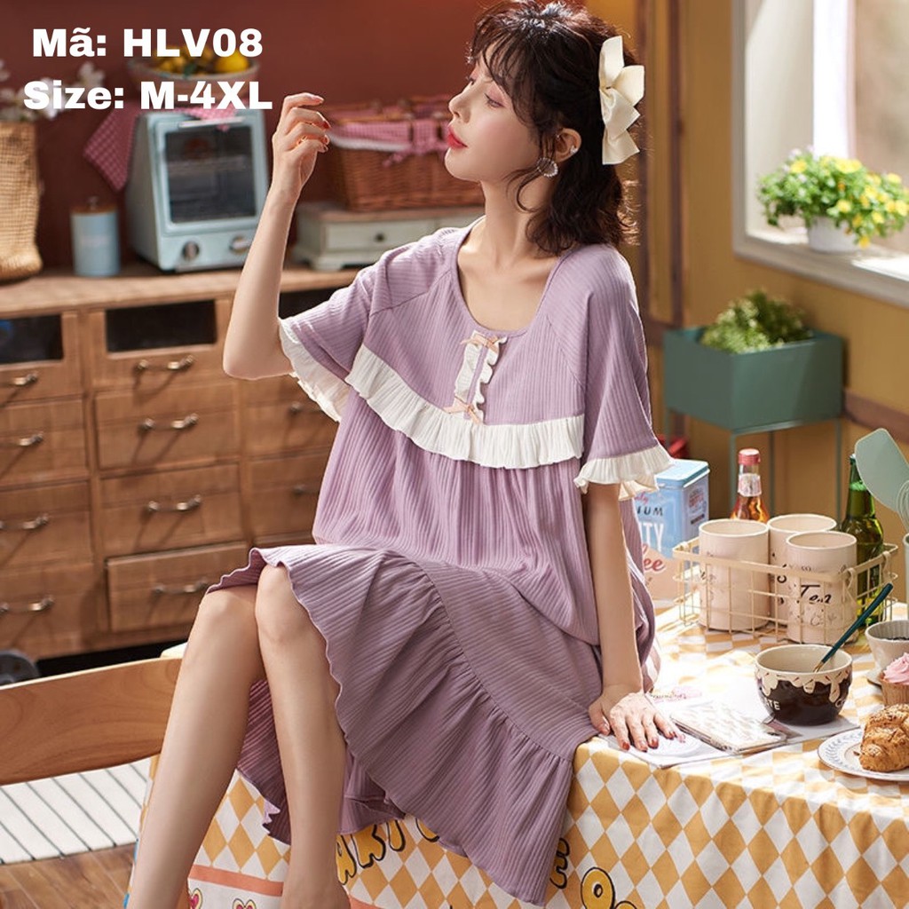 HLV08 Váy ngủ dáng suông cổ bèo | BigBuy360 - bigbuy360.vn