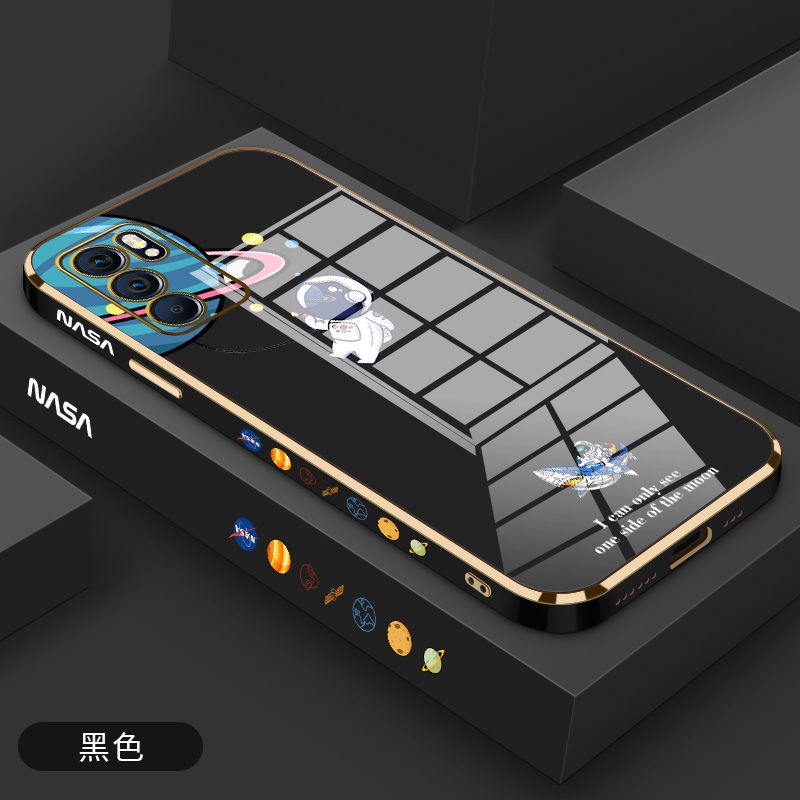 Ốp Điện Thoại Mềm Mạ Điện Họa Tiết Cá Mập/Phi Hành Gia Cho oppo RENO 6 6PRO RENO 6Z RENO7 RENO 7PRO