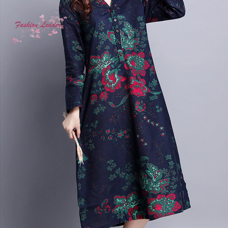 Fl vintage womenflower in đầm váy cotton mùa xuân dân tộc | BigBuy360 - bigbuy360.vn