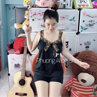 Đồ ngủ thun lạnh thêu hoa