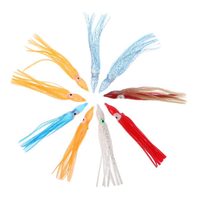 Set 10 Mồi Câu Cá Giả Hình Mực Mềm Bằng Nhựa