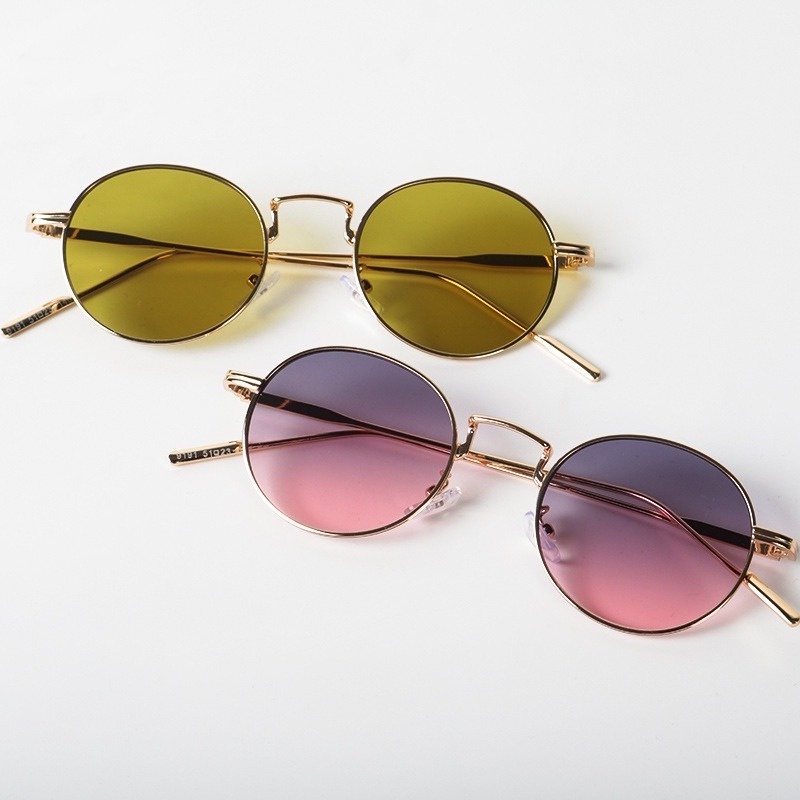 Kính Mát Gọng Oval Kim Loại Phong Cách Retro Thời Trang Phương Tây