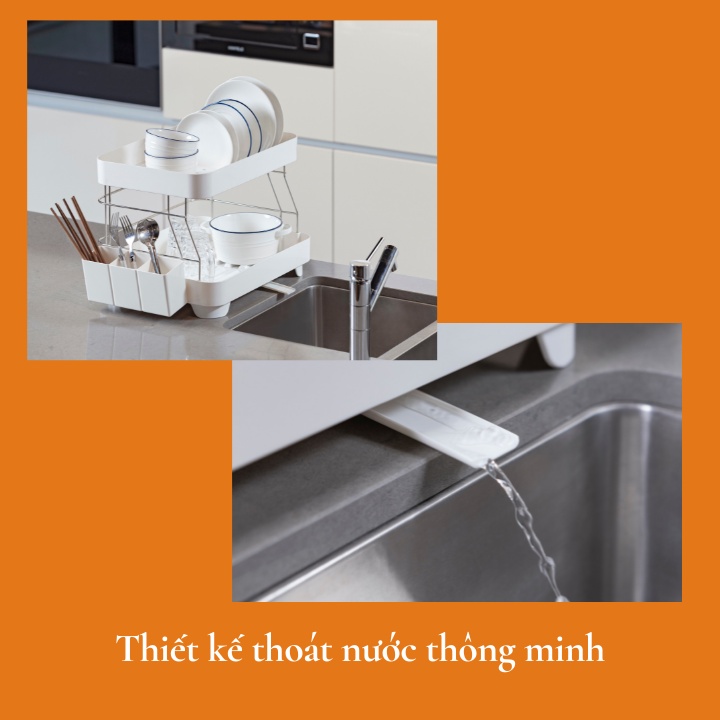Kệ giá úp chén bát inochi úp đĩa tô, thông minh, cao cấp, kháng khuẩn Nhật Bản, không nắp đậy, thoát nước Vapu HCM