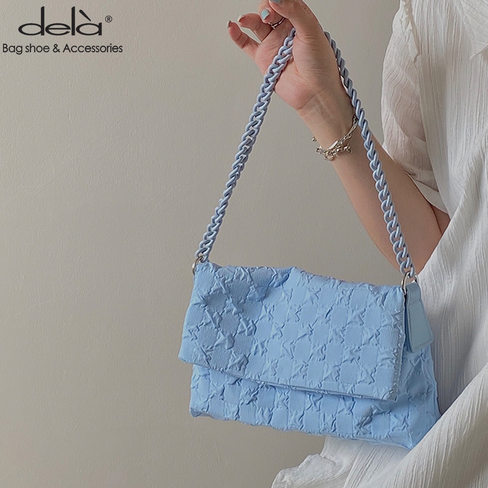 Dela Túi Đeo Chéo canvas Dây Xích Nắp Lật Thời Trang Hàn Quốc Mùa Hè