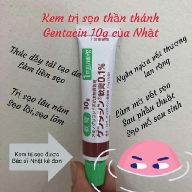 Kem mờ sẹo Gentacin Nhật Bản⚜️CHUẨN AUTH 100%⚜️ chuyên làm mờ tất cả các loại sẹo lồi- sẹo lõm-sẹo thâm mụn tuýp 10g