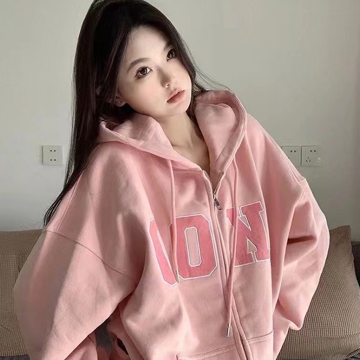 Áo Khoác Nữ Có Nón Trùm Dáng Rộng Kiểu Retro Mỹ Dễ Thương Thời Trang Xuân Thu