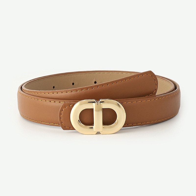 Thắt Lưng Da PU Hai Khóa Cài Vàng Sáng Dễ Phối Đồ Thời Trang Cho Bạn Gái