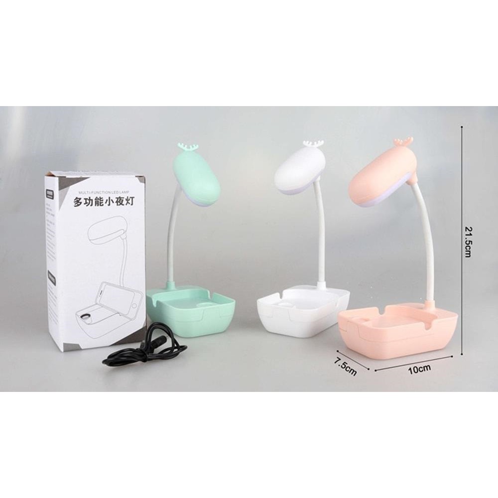 Đèn học để bàn cắm điện ánh sáng trắng có kê điện thoại mã 36015