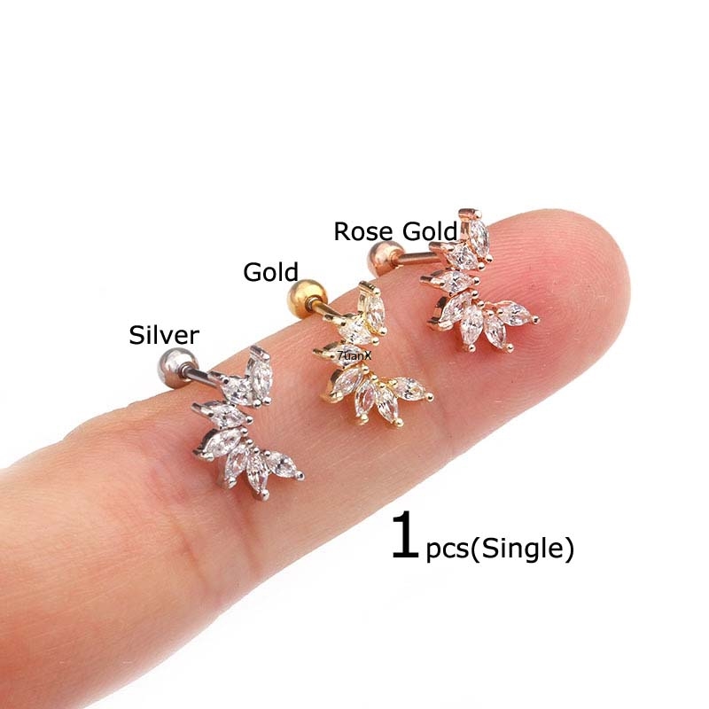1 Chiếc Bông Tai Bằng Đồng Đính Đá Zircon 6mm