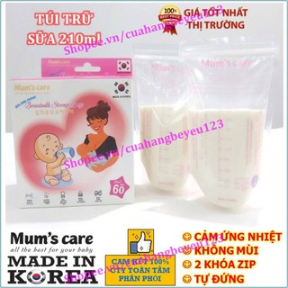 10 túi tách lẻ / Túi trữ sữa mẹ 210ml có cảm ứng nhiệt 210ml MUM'S CARE