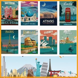 Tranh tô màu số hóa GAU ❤️DU LỊCH❤️ vòng quanh thế giới Travel địa danh nổi tiếng size mini 20x30cm