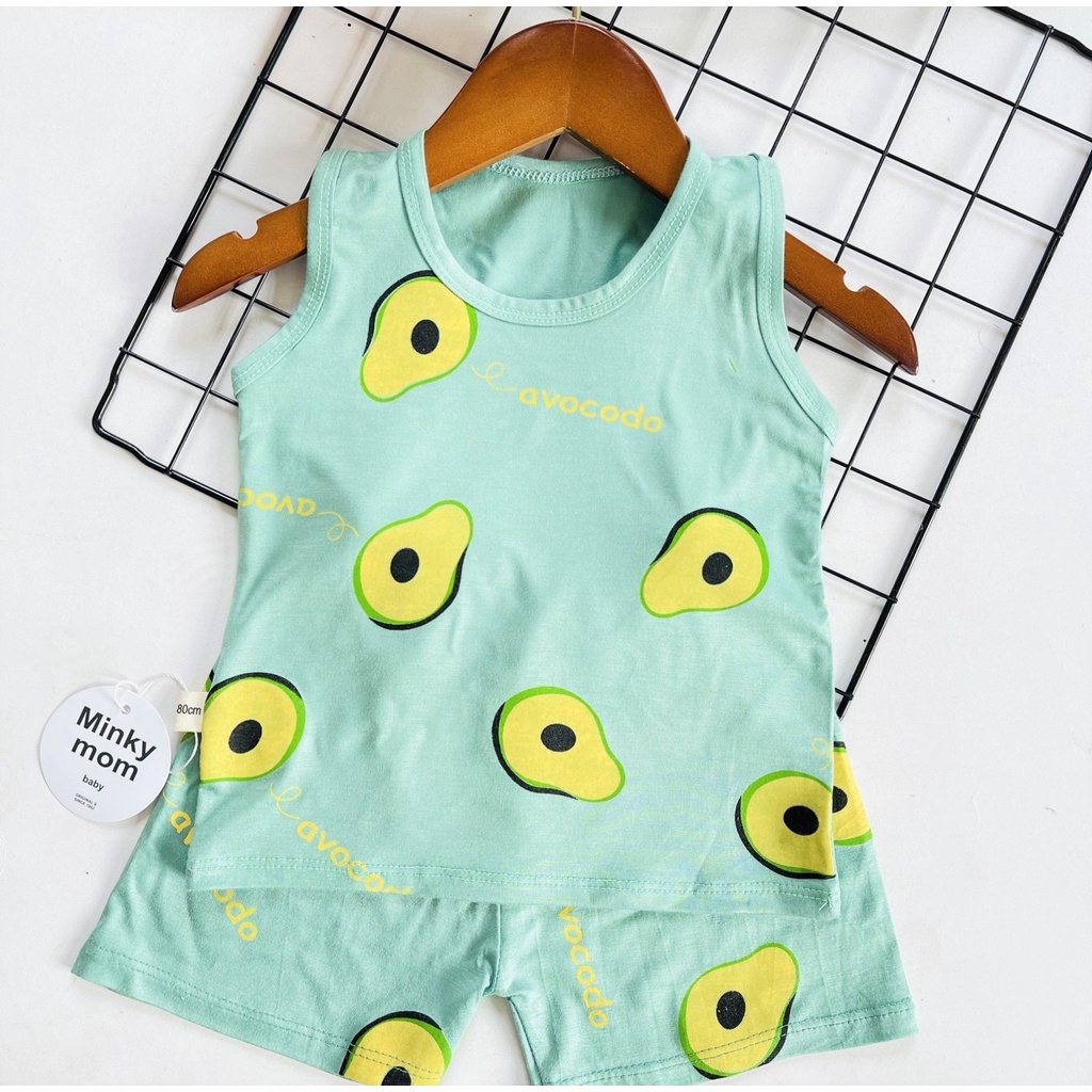 Bộ minky thun lạnh sát nách Quả Bơ cho bé