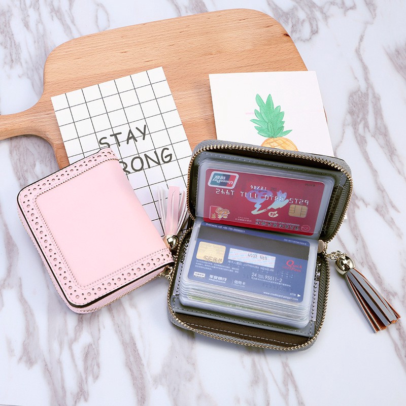 READY STOCK ✨ Cute Tassel Women Credit Card Holders Purse 20 Card Slots