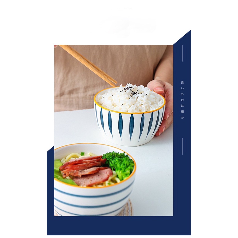 Chén ăn cơm, bát trang trí, bát ăn ngũ cốc họa tiết vintage đơn giản và sang trọng.