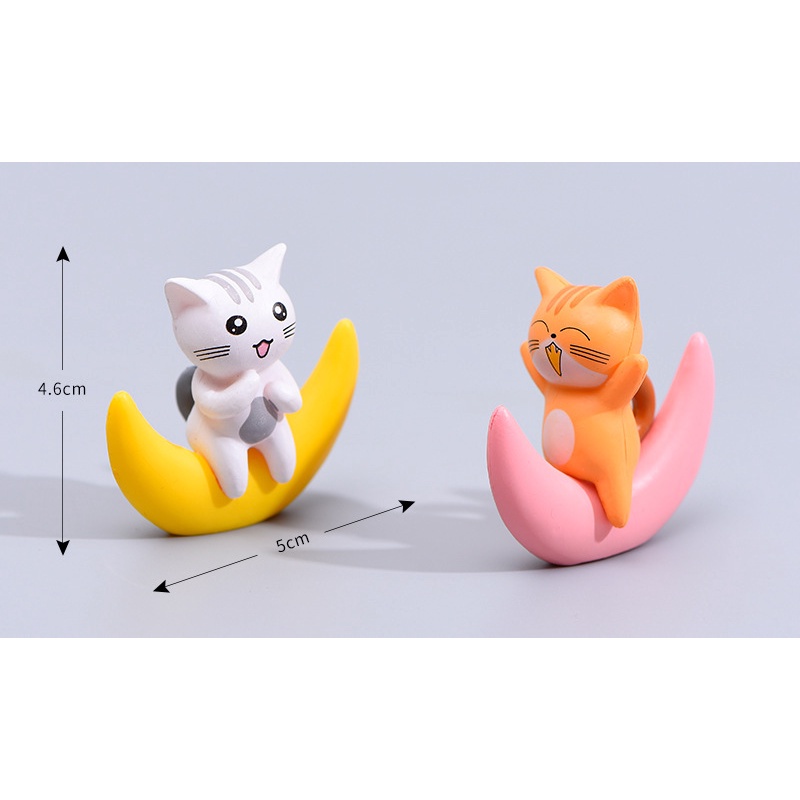 Dây Treo Trang Trí Bể Cá Hình Mèo Và Mặt Trăng Màu Bột Trắng