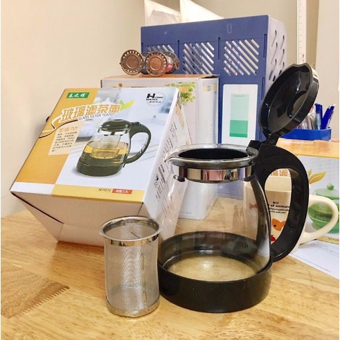 Ấm pha trà thủy tinh có lưới lọc 1300ml