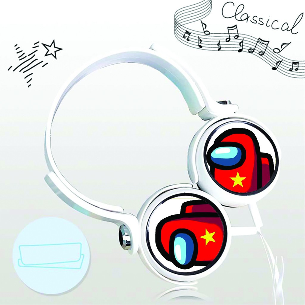 Tai nghe Among Us game dạng chụp cắm dây có mic tiện lợi