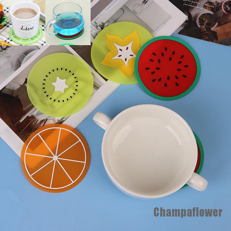 [Champaflower] Đế Lót Ly Bằng Silicone Cách Nhiệt Chống Trượt Hình Trái Cây Hiện Đại