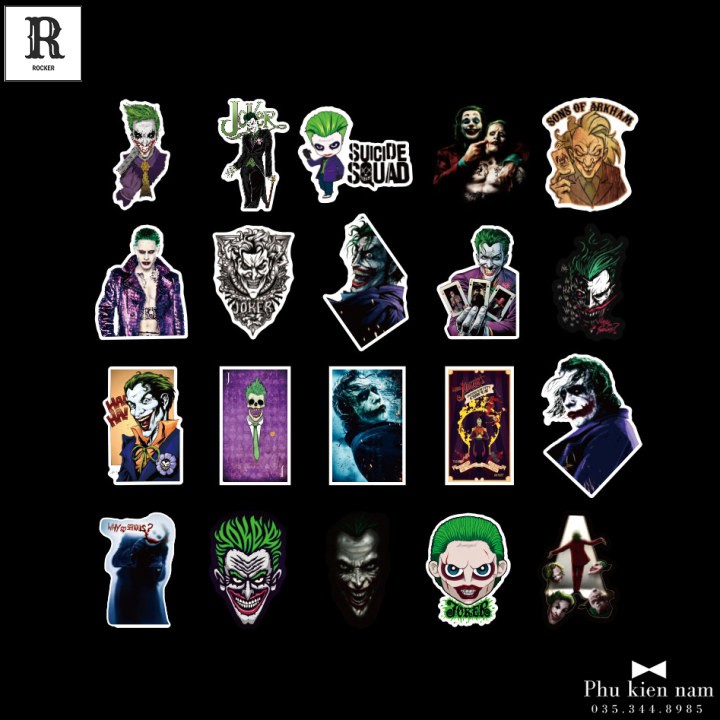 Sticker PVC Chống nước Hình dán trang trí Tường Mũ Laptop Xe Điện Thoại Joker ST029