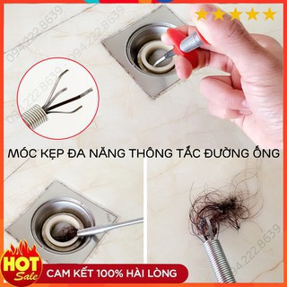 Dây thông tắc cống lò xo đa năng ,có đầu kẹp gắp rác tiện dụng