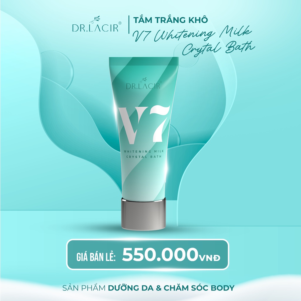 Tắm Trắng Khô V7 Drlacir, Hộp 250g-Tẩy sạch bụi bẩn, bã nhờn và tế vào chết,Hỗ trợ giảm viêm lỗ chân lông