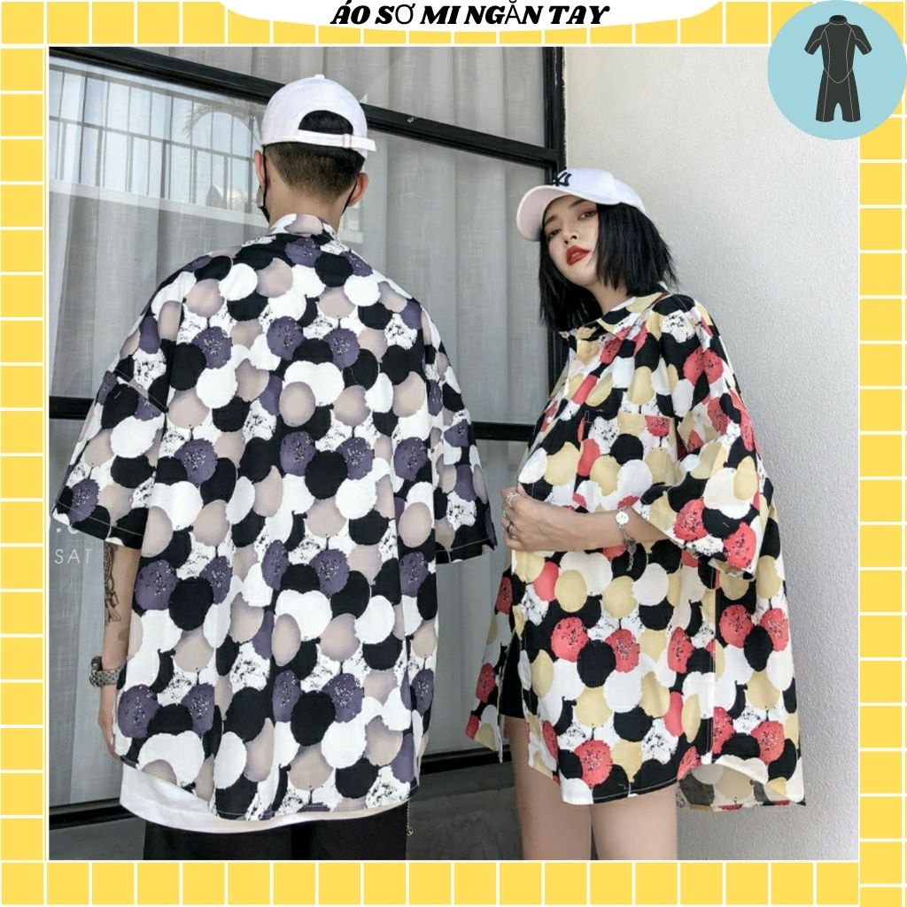 Áo Sơ Mi Tay Ngắn Unisex Cổ Bẻ Phông Cách Hàn Quốc Freesize