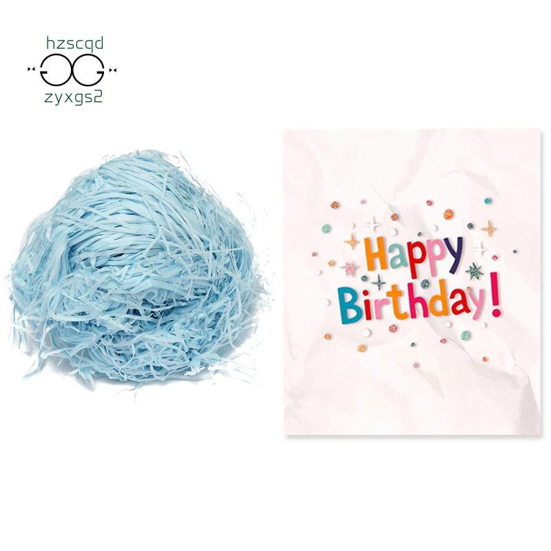 1 Pcs 100G Luxury Blue Shredded Tissue Hamper Paper Gifts Box & 1 Set 3D Pop Up Dream Cake Greeting Card
