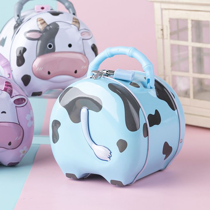 Két sắt mini hình con bò sữa dễ thương giúp các bé tiết kiệm