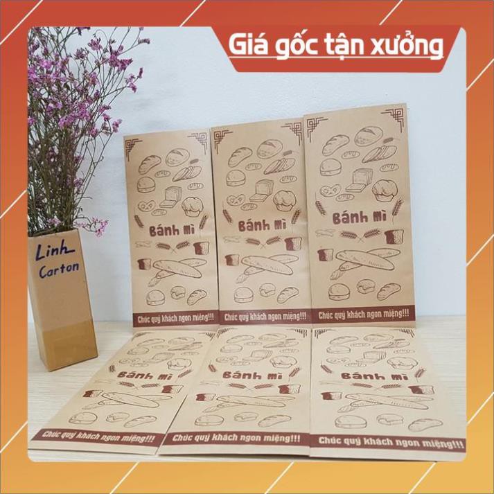 [Free ship] 500 Túi đựng bánh mì 13x25cm giấy kraff siêu đẹp + tiêu chuẩn an toàn