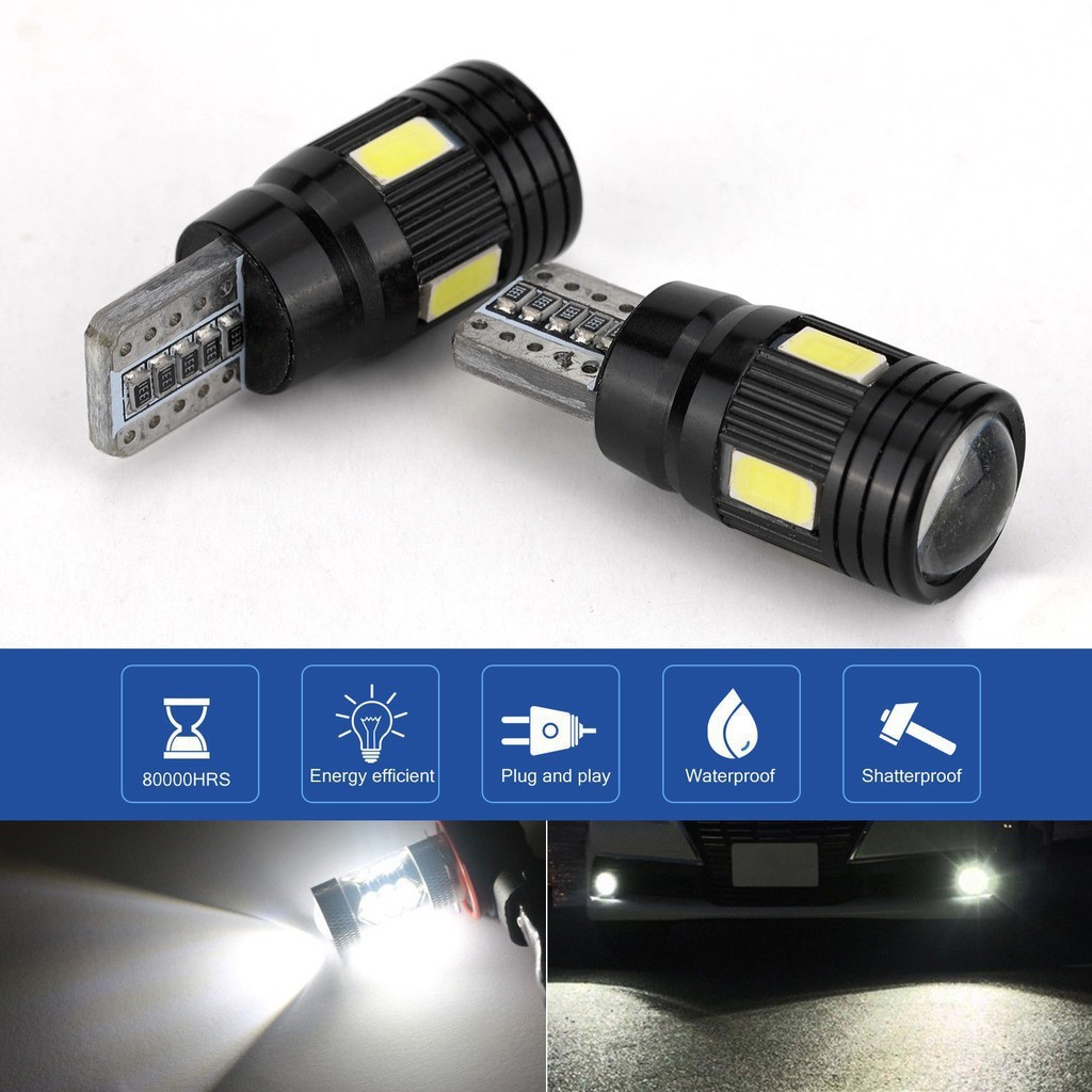 2pcs Super White T10 LED High Power Projector Reverse Marker Car Backup Lights