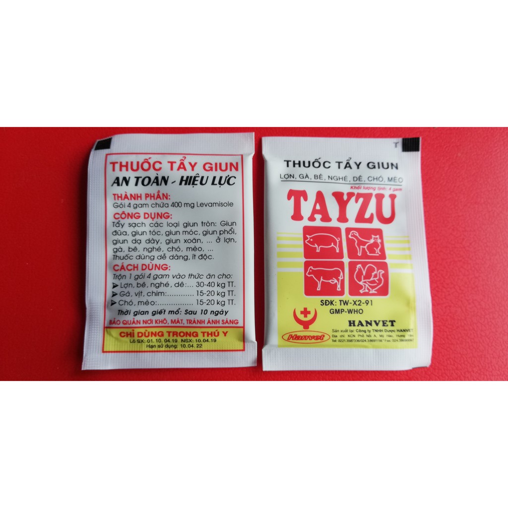 Tayzu Hanvet 4g dùng tốt cho Gia súc, gia cầm, gà chọi, chim cảnh, chó, mèo