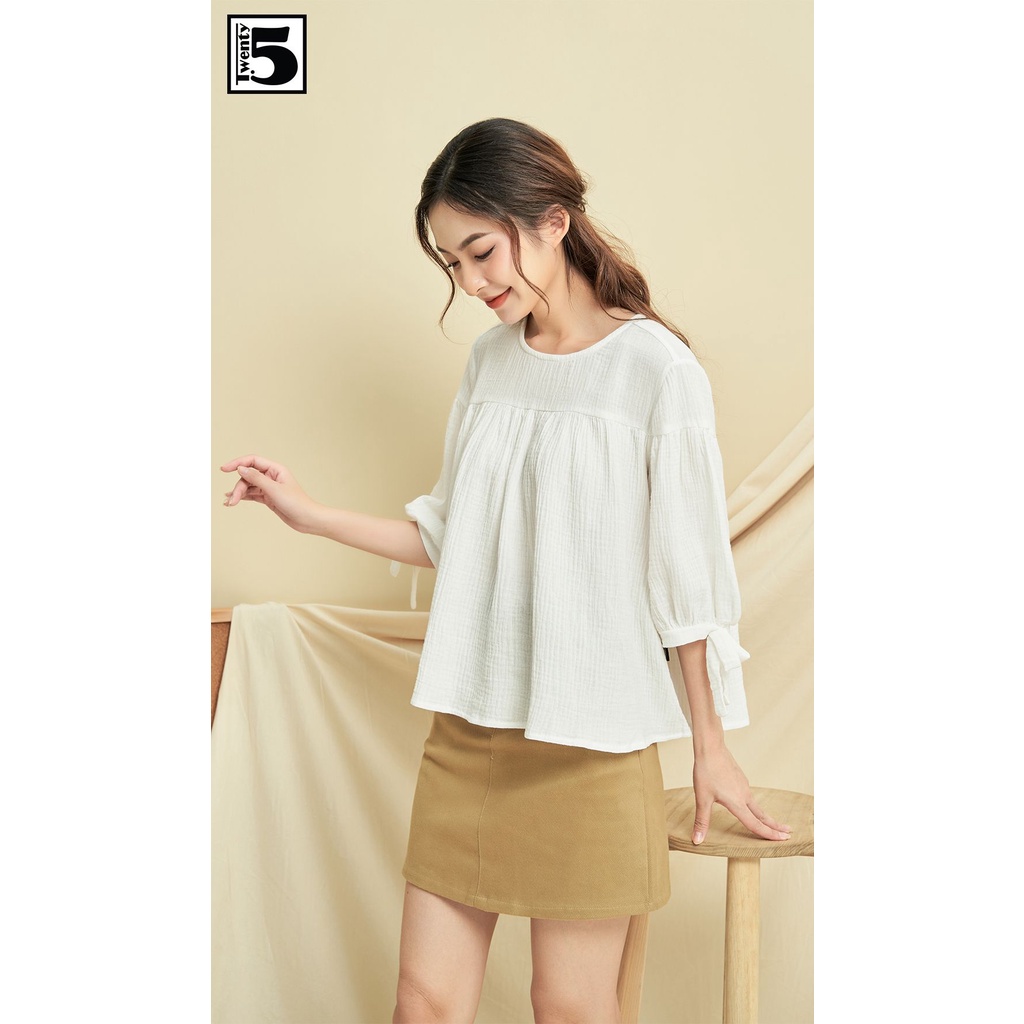 Áo sơ mi cổ tròn nhún ngực Twentyfive T15