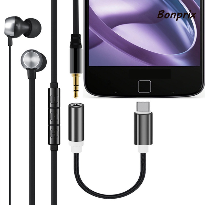 Dây cáp chuyển đổi từ giắc cắm Type C sang giắc cắm âm thanh tai nghe mic 3.5mm