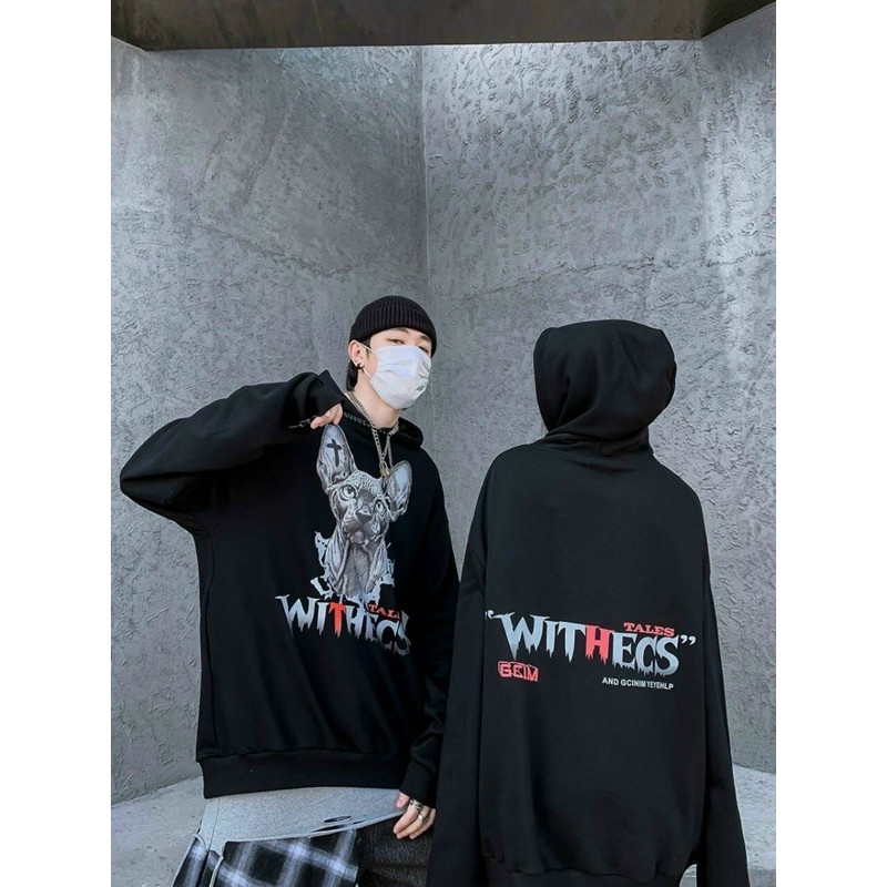 [Mã FAGREEN1505 giảm 10% tối đa 30K đơn 99K] Áo Hoodie Mèo WITHECS Siêu Chất Cá Tính - Form rộng Unisex Nam Nữ Couple | BigBuy360 - bigbuy360.vn
