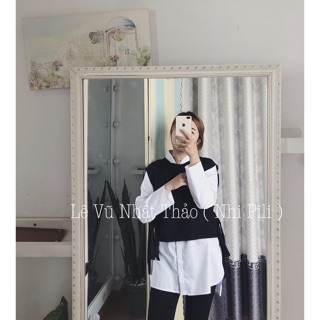 Áo phối thắt nơ eo