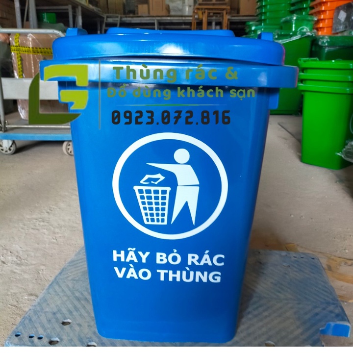 Thùng rác nhựa trung 60L - 5 màu