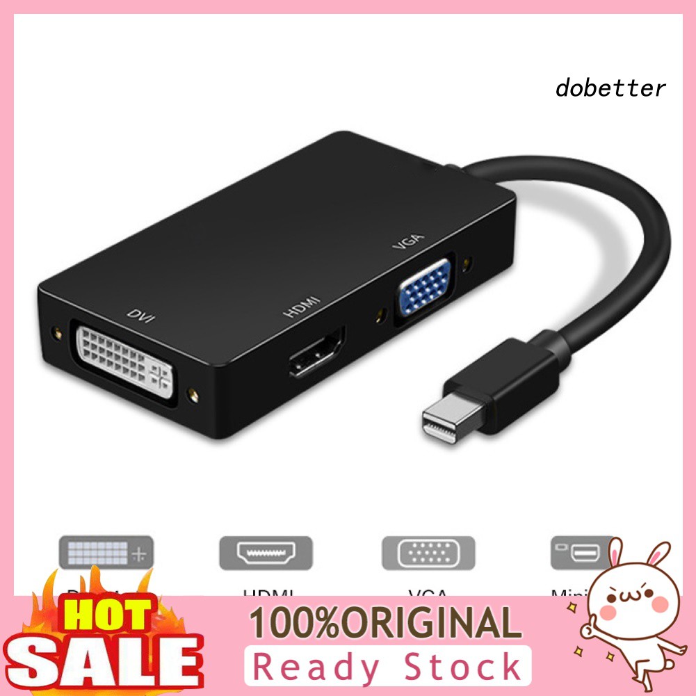 DOH_Portable Mini 1080P DP to HDMI VGA DVI Cable Adapter Converter for Macbook Pro