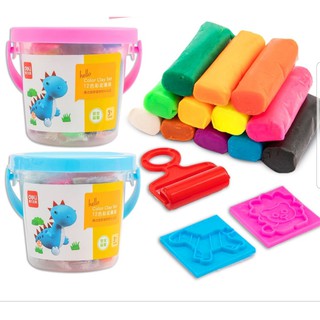 Đất nặn nhiều màu deli - chất liệu an toàn - có khuôn kèm -24 màu - 01 hộp nhựa có quai xách - 7031