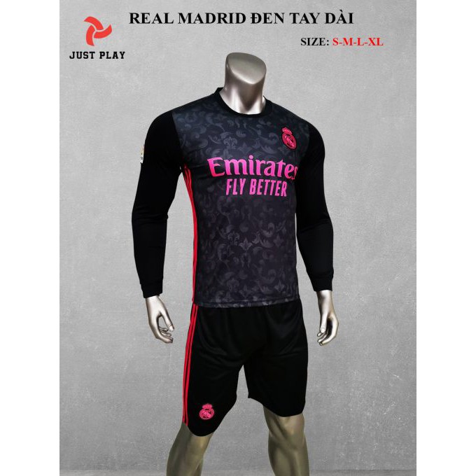 Áo đá banh CLB Real Marid màu đen dài tay | BigBuy360 - bigbuy360.vn