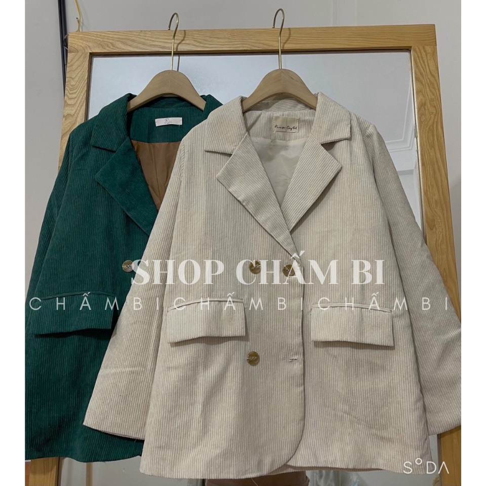 Áo blazer nữ tay dài A.353, Áo khoác chất nhung tăm 2 lớp túi nắp hộp thật 4 màu cực xinh - Thời trang nữ Chấm Bi