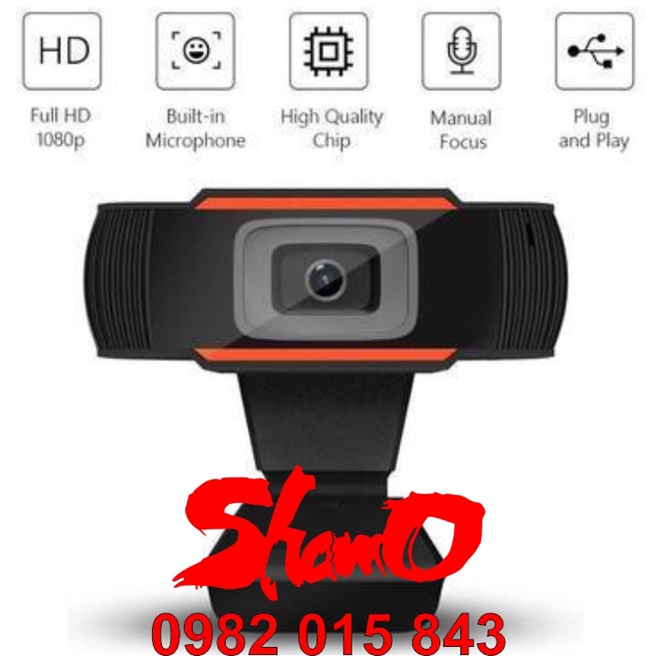 Webcam HD 1080P siêu nét có Mic và led trợ sáng – Đế kẹp cố định cho máy tính – Hỗ trợ học trực tuyến – Bảo hành 1 năm