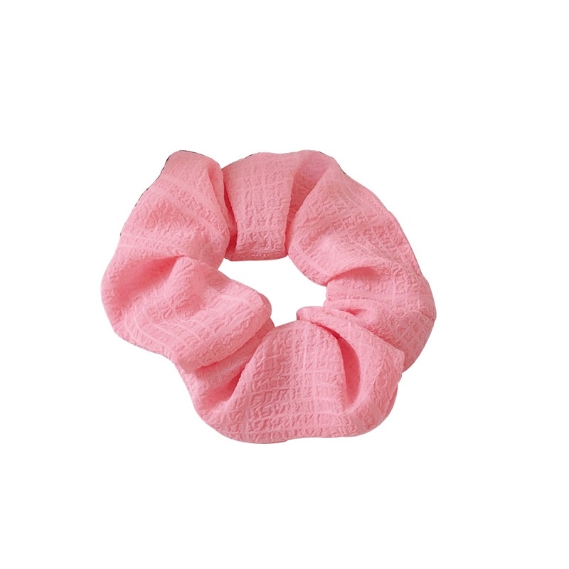 Dây buộc tóc Scrunchies vải đũi xốp trơn nhiều màu phong cách hàn quốc cho nữ