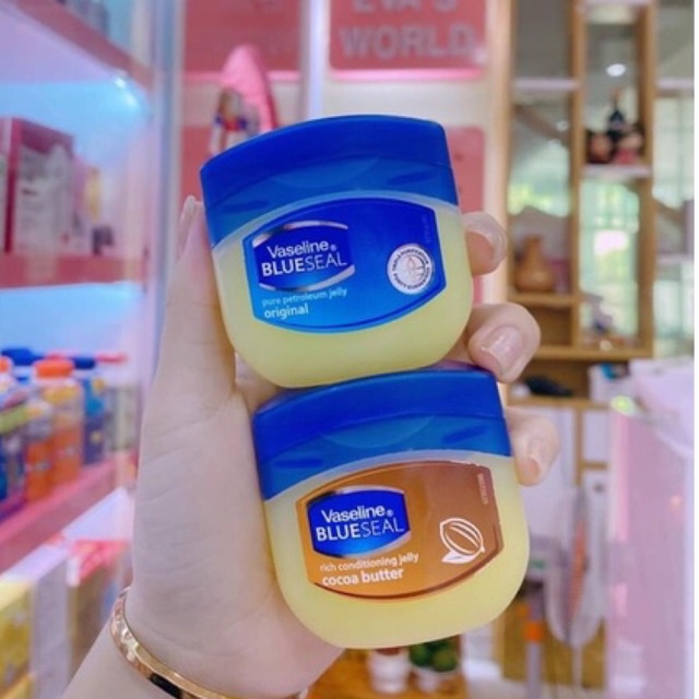 Sáp dưỡng ẩm Vaseline Blueseal Cocoa Butter lọ 50ml từ Mỹ dùng được cho cả Mặt và Body.