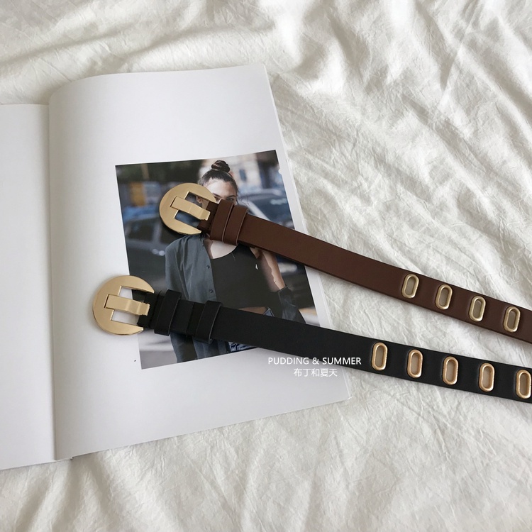 Thắt Lưng Đục Lỗ Toàn Diện Bằng Kim Loại Phong Cách Hip Hop Hàn Quốc 19532