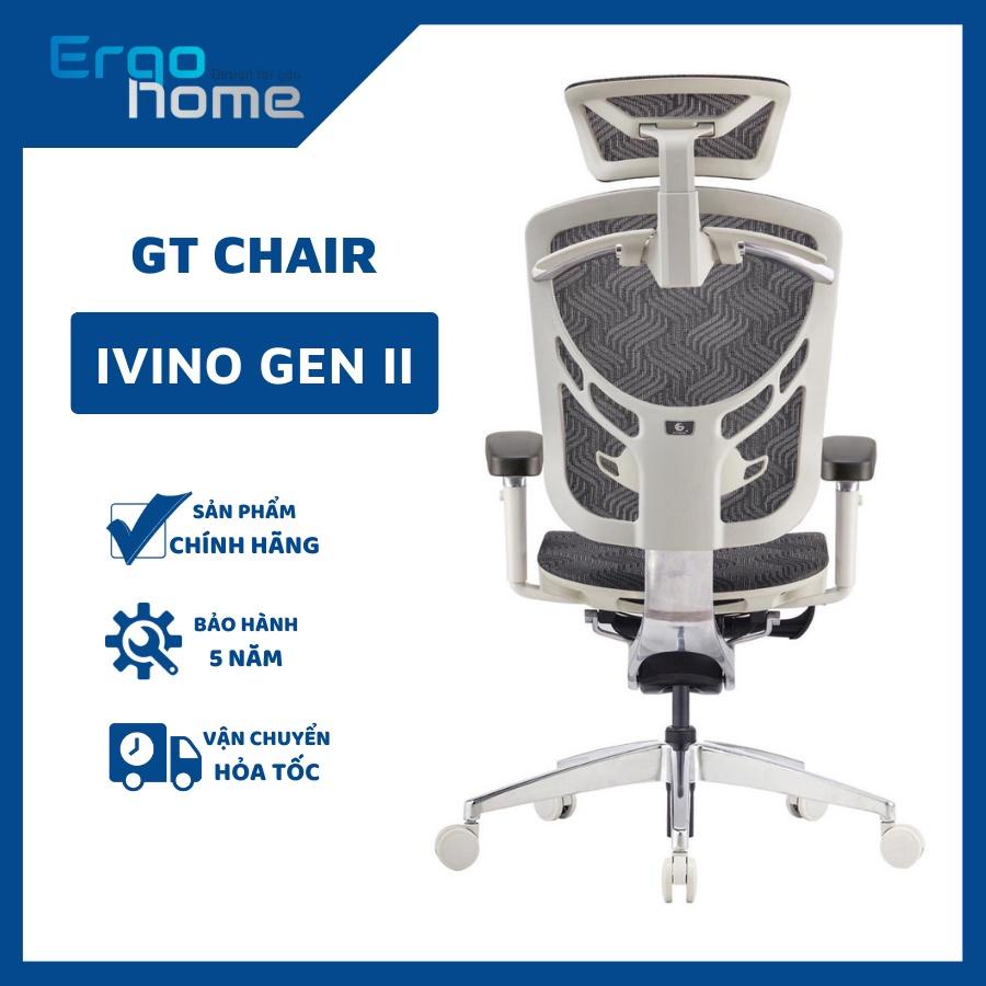 Ghế Làm Việc GTchair IVINO Gen 2 Công Thái Học bản tay 5D mới nhất, chổng đau mỏi thắt lưng, ngả sâu 135 độ - ERGOHOME