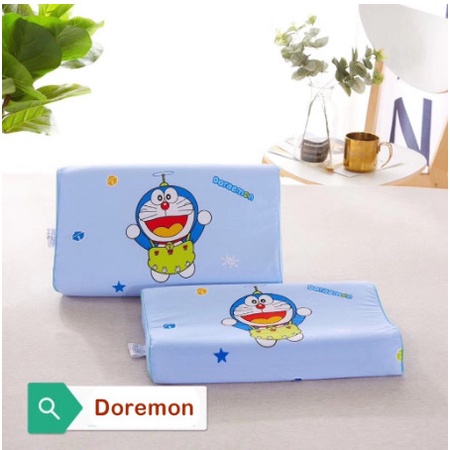 Gối cao su non cho bé họa tiết hoạt hình dễ thương vỏ gối chất liệu cotton thoáng mát_Chăn ga gối đệm