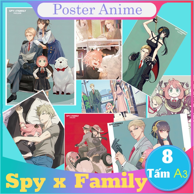 Spy x Family Set 8 tấm poster size to bự tranh áp phích A3  Anya Forger anime siêu chất
